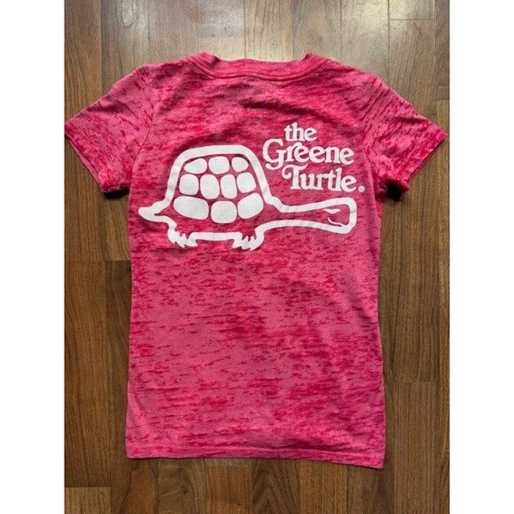 THE GREENE TURTLE Ocean City Maryland Pink V Neck T Shirt‎ Womens Next Level MED - Picture 1 of 10